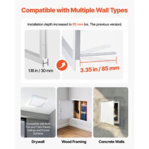 Access Panel For Drywall, 13.3 X 13.3 In Galvanized Steel Access Door, Easy Install Hinged Service Panel With Screwdriver Latch, For Ceiling Plumbing Electrical, 12.4 X 12.4 In Cutout Size White - Image 4