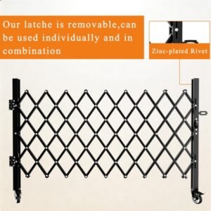Foldable Security Gate, Expandable Safety Barrier With 360degree Swivel Casters Lockable Design, Portable Mobile Rolling Barricade For Garage, Warehouse, Driveway And Pool Areas 87inH X 85in W - Image 3