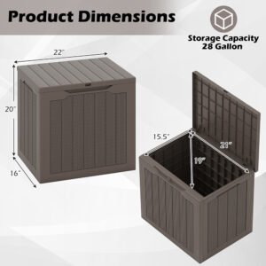 Outdoor Storage Box 25 Gallon Deck Box With Lockable Lid And Wicker-woven Texture For Storage Bin, Side Table Or Bench - Image 2