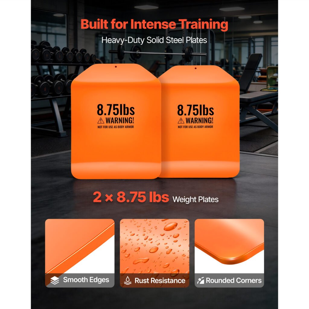 Curved Weight Vest Plates, 8.75 LB Pairs, Premium Steel Tactical Weighted Plates For Vest, Ergonomic Design, For Strength Endurance Training, Running, Jogging, Fitness, Heavy Workouts
