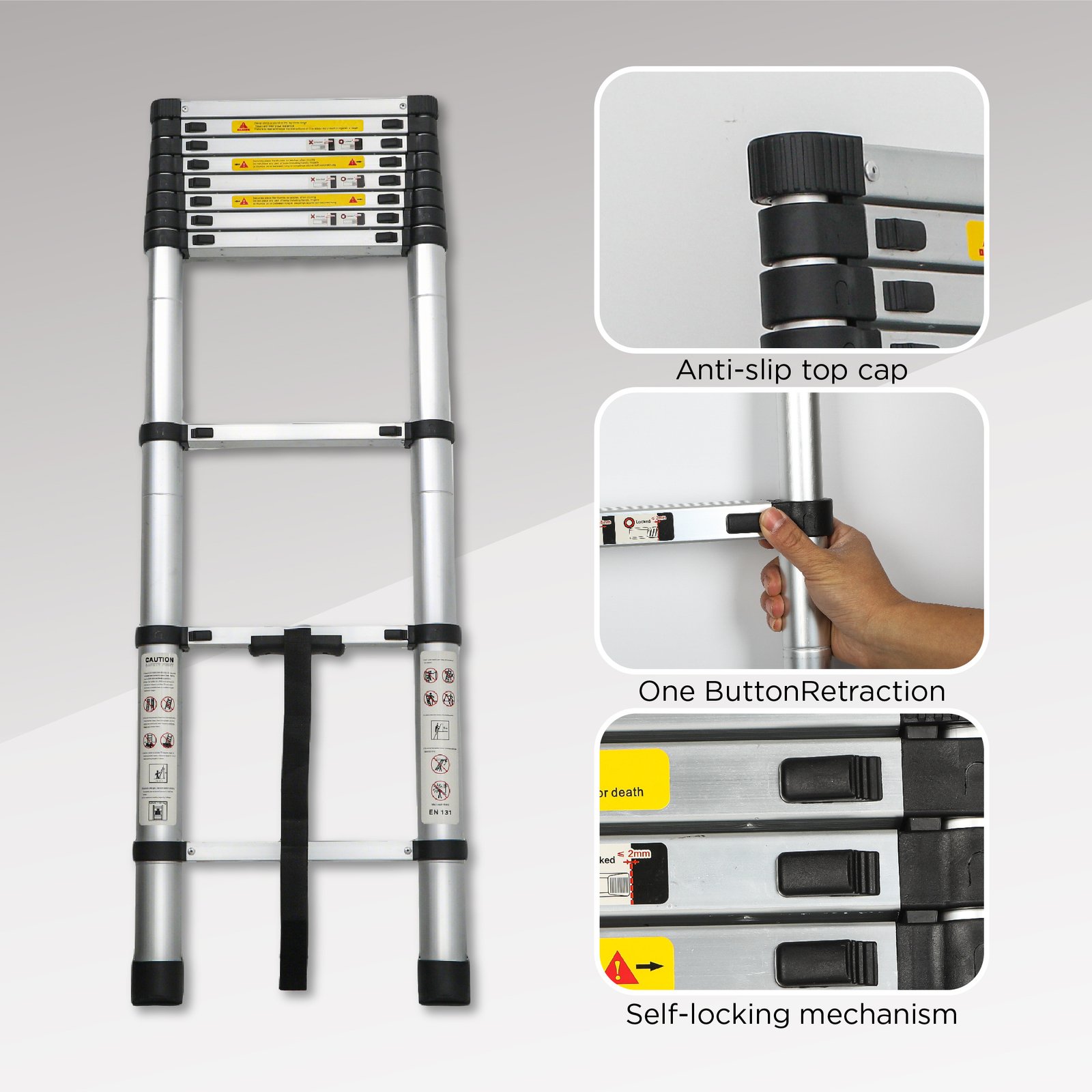 Aluminum Telescoping Ladder For Outdoor Work - Image 2