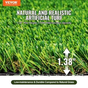 Artifical Grass, 5 X 10 Ft Rug Green Turf, 1.38'Fake Door Mat Outdoor Patio Lawn Decoration, Easy To Clean With Drainage Holes, Perfect For Multi-Purpose Home Indoor Entryway Scraper Dog Mats - Image 3