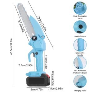 1Set Electric Mini Chainsaw Portable Handheld Cordless Small Chain Saw Battery Powered With 2Pcs 1200mAh Rechargeable Batteries 8in Chains Gloves Goggles For Pruning Trees Wood Cutting - Image 3