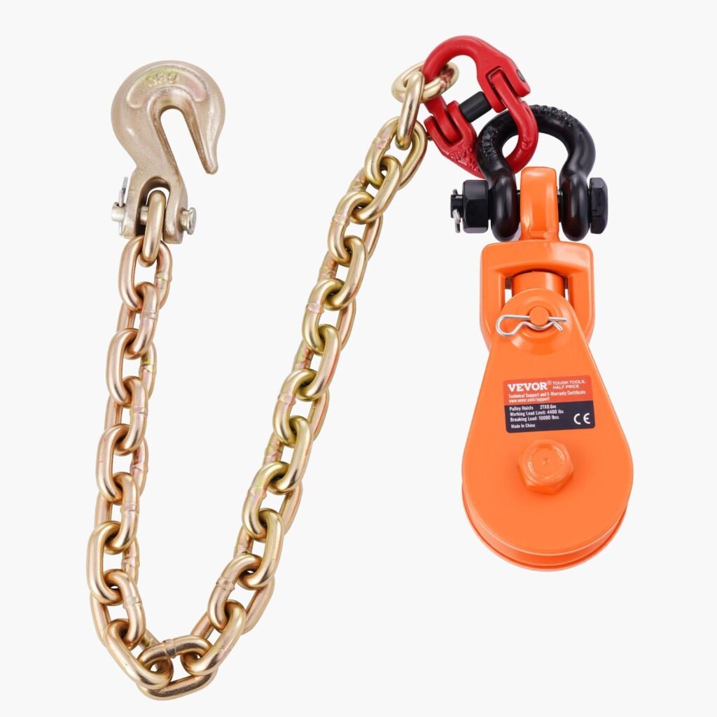 2 Ton 3' Snatch Block With Chain Flatbed Tow Truck Rollback Car Carrier Cable