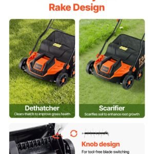 2-in-1 Electric Dethatcher And Scarifier Lawn Dethatcher 13-Inch 13 Amp - Image 4