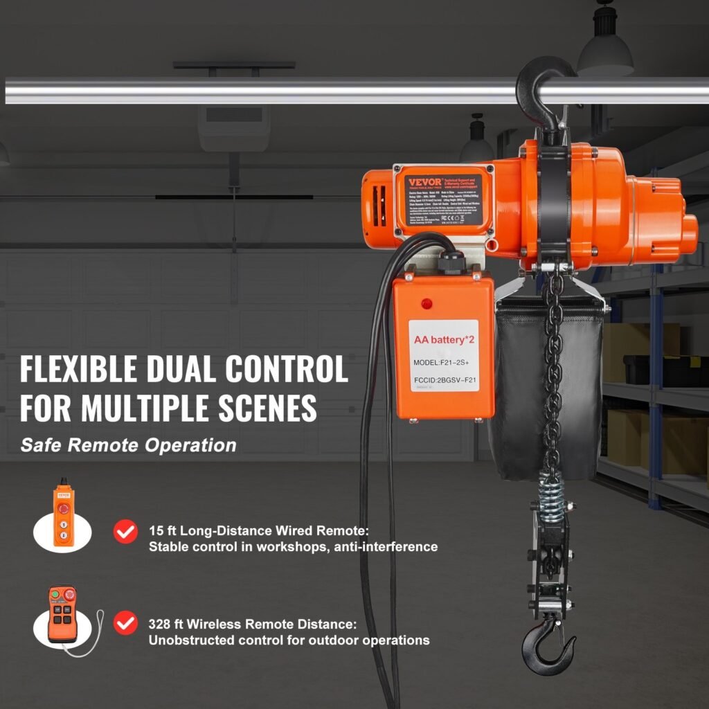 Electric Chain Hoist Single Phase Crane Hoist 2200 Lbs Load 20 Ft Lifting