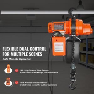 Electric Chain Hoist Single Phase Crane Hoist 2200 Lbs Load 20 Ft Lifting - Image 3