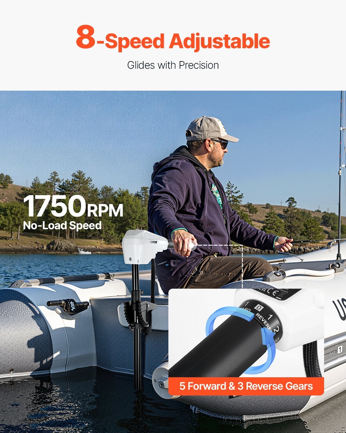 55lb 12V Thrust Electric Trolling Motor Saltwater Trolling Boat Engine For Kayak - Image 2