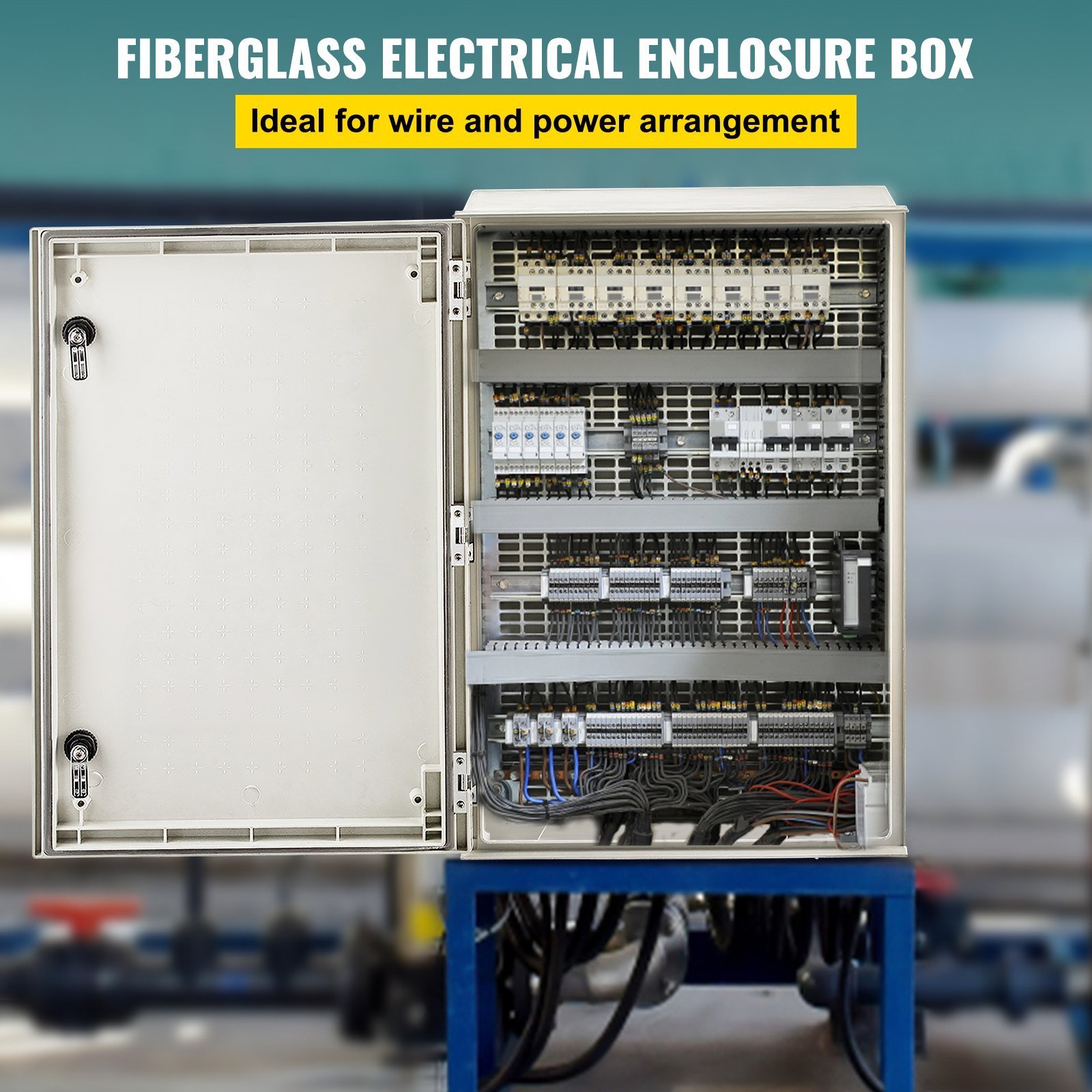 NEMA Steel Enclosure, 24 X 16 X 9'' NEMA 4X Fiberglass Electrical Box, IP66 Waterproof & Dustproof, Outdoor/Indoor Electrical Junction Box, With Mounting Plate(60 X 40 X 23 Cm) - Image 3