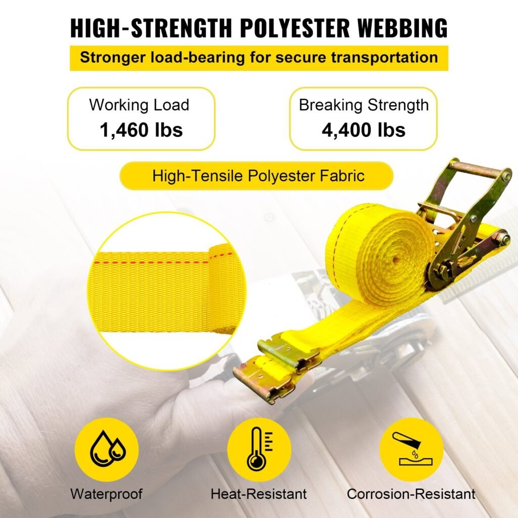 E Track Ratchet Strap, 18PCS 2' X 15' E-Track Straps 4400 LBS Breaking Strength, With Polyester Webbing & Spring Fitting & Ratchets, Durable Tie-Downs For Motorcycles, Tire, Trailer Loads