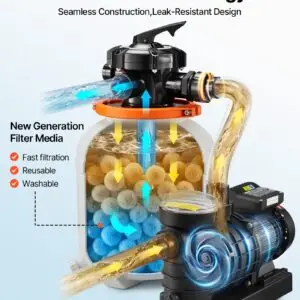 FlashPure Sand Filter Pump, 14 In For Above Ground Pool, 0.75 HP 3500 GPH, Swimming Pool Filter System With Timer, 6X Faster Filtration, Media Installed, Leak-Resistant, Ready To Use Out Of Box - Image 5