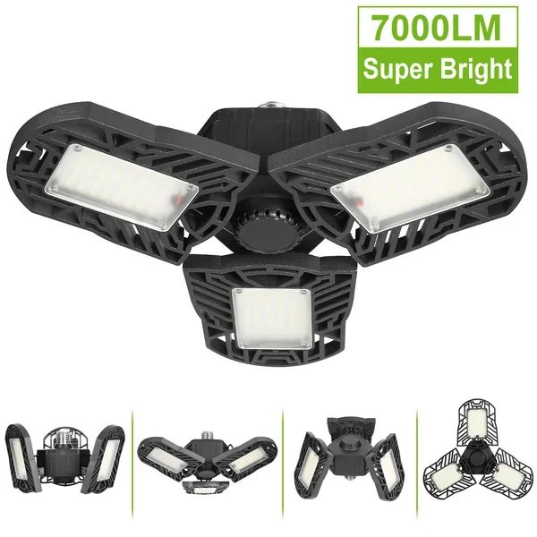 LED Garage Light, IMounTEK E26/E27 80W 7000LM 6500K Garage Ceiling Light Deformable Workshop Lamp LED Ceiling Light Bulbs