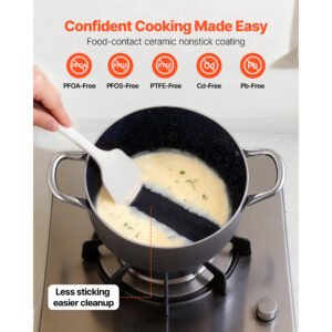 Aluminum Stock Pot, 6-Quart Nonstick Ceramic Coated Pot With Glass Lid, PFOA-Free, PFAS-Free, Compatible With Gas Stoves, Induction Cooktops, Electric Stoves, For Soups, Stews, And Pasta - Image 2