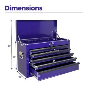Heavy Duty Metal Tool Box, 24-inch, Portable Metal Tool Box with 9 Drawers, Small Tool Chest with EVA Liners, Ball Bearing Slide Drawers Locking & Powder Coated Finish, Multi-Function Tool Organizer - Image 4