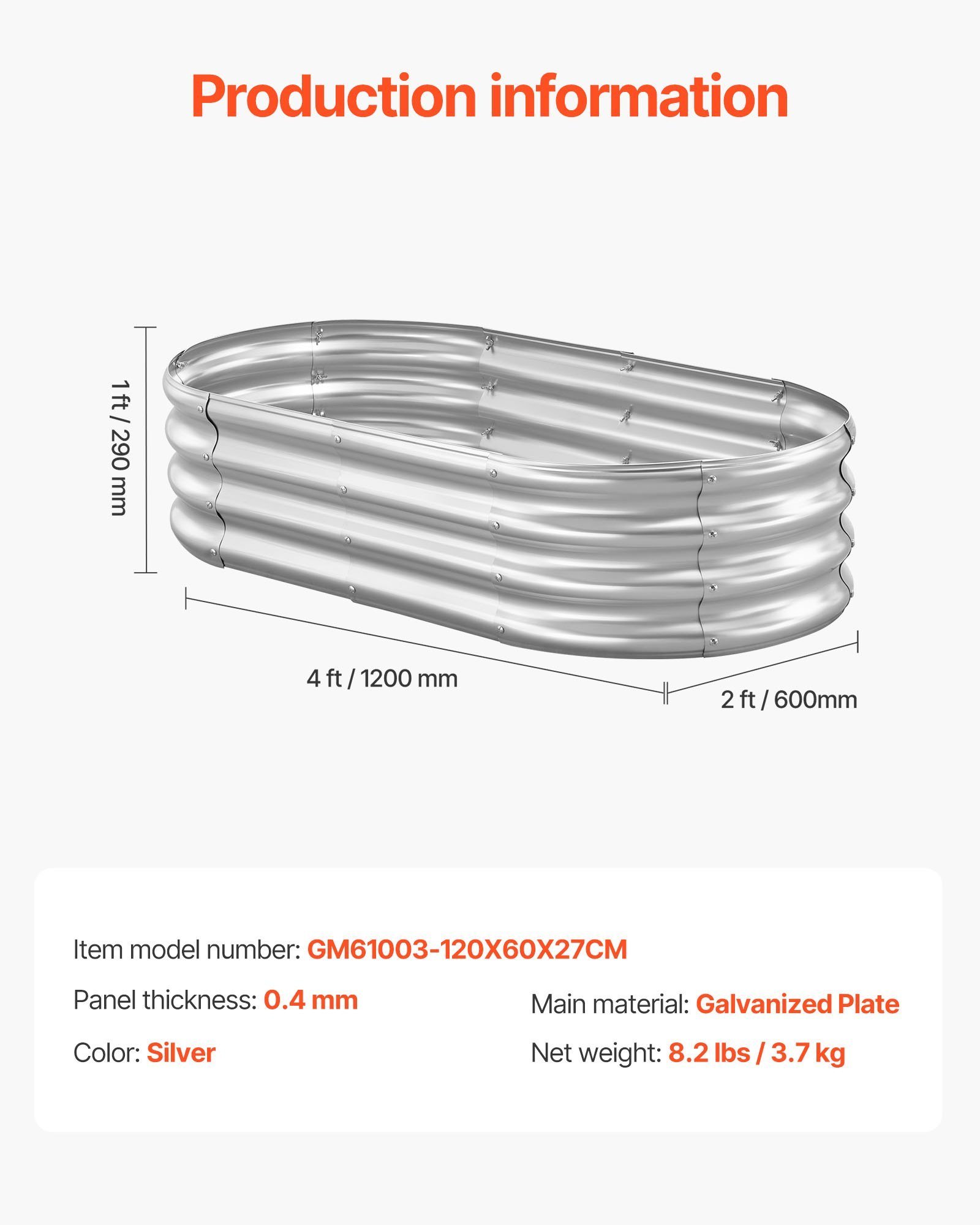 Metal Raised Garden Bed, 4 X 2 X 1 Ft Oval Outdoor Galvanized Planter Garden Box, Open Bottom Design, Large Planter Raised Bed For Growing Vegetables, Flowers, And Succulents, Galvanized Color - Image 6