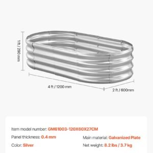 Metal Raised Garden Bed, 4 X 2 X 1 Ft Oval Outdoor Galvanized Planter Garden Box, Open Bottom Design, Large Planter Raised Bed For Growing Vegetables, Flowers, And Succulents, Galvanized Color - Image 1