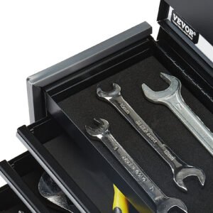 Tool Box 8.6-inch Portable Metal Tool Box With 3 Drawers Tool Organizer Black - Image 9