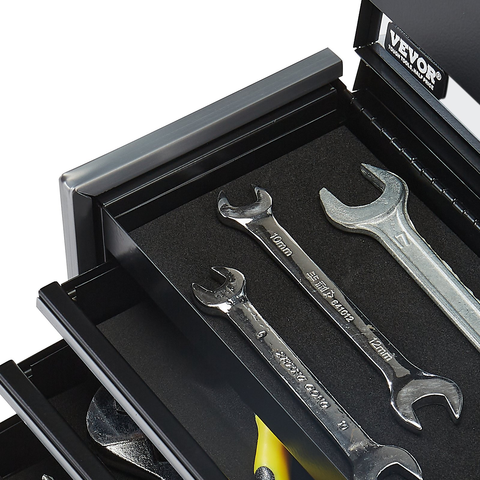 Tool Box 8.6-inch Portable Metal Tool Box With 3 Drawers Tool Organizer Black - Image 9