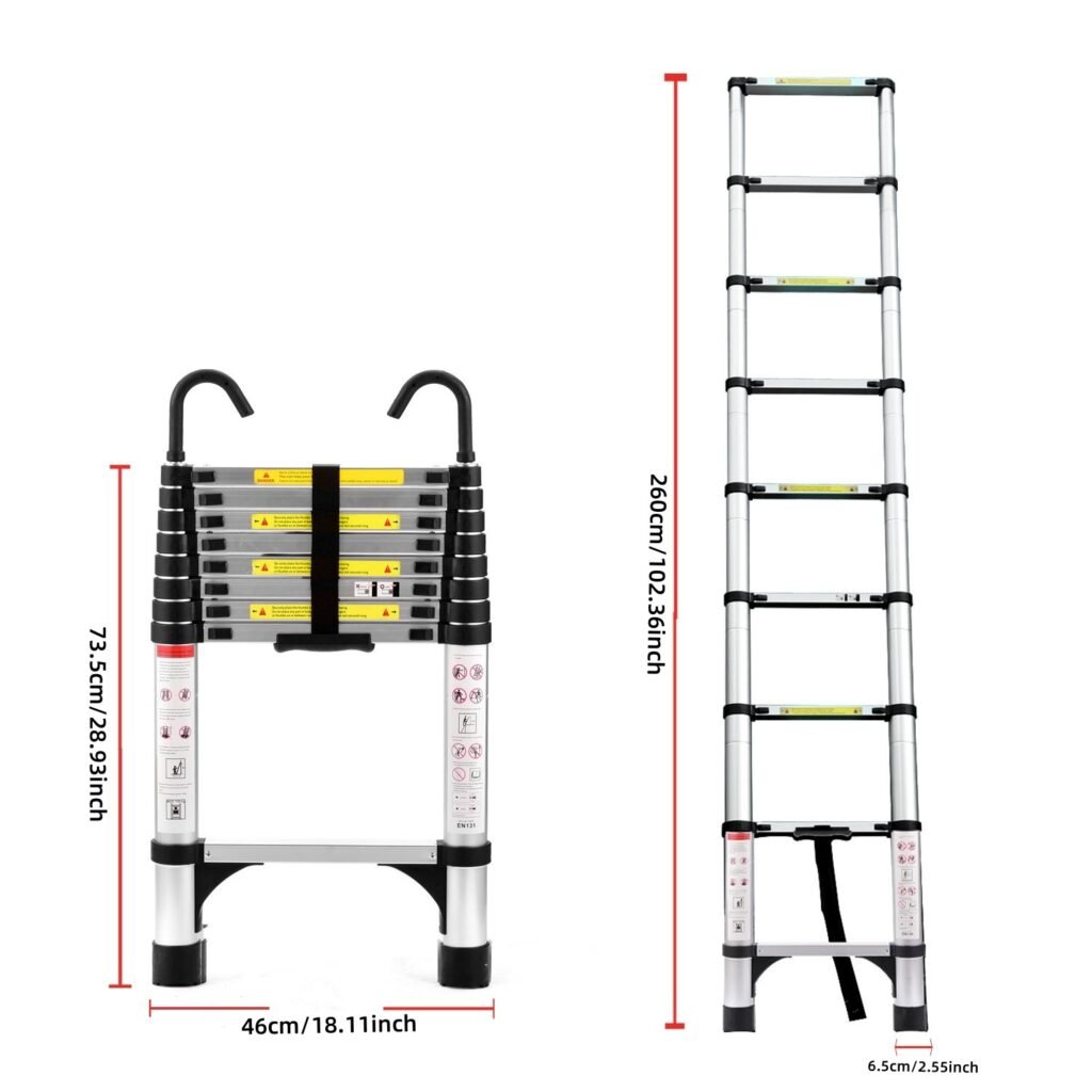 8.5FT Telescopic Aluminum Ladder For Home And Outdoor Use
