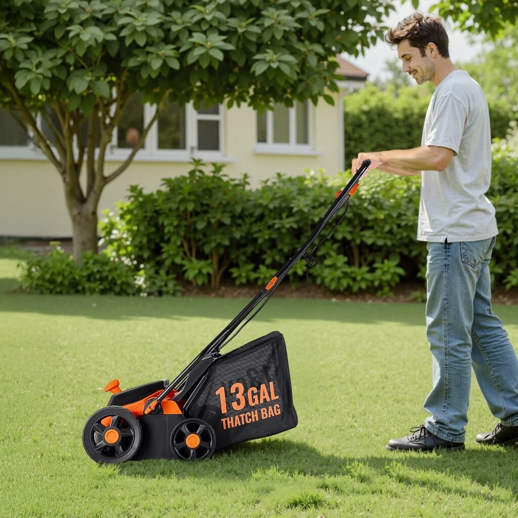 2-in-1 Electric Dethatcher And Scarifier Lawn Dethatcher 13-Inch 13 Amp