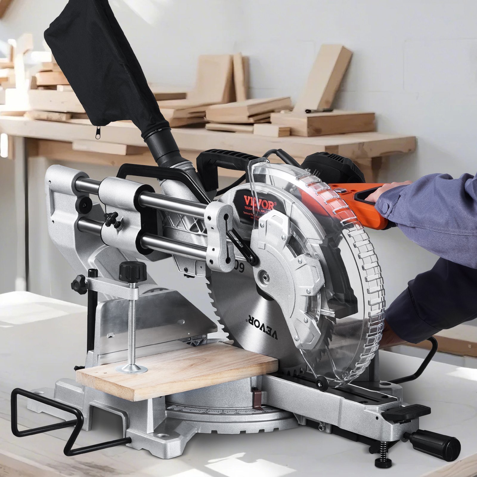 Sliding Compound Miter Saw 12-In Blade 15 Amp Motor Corded Double Bevel 60-Tooth - Image 6