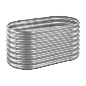 Metal Raised Garden Bed, 4 X 2 X 2 Ft Oval Outdoor Galvanized Planter Garden Box, Open Bottom Design, Large Planter Raised Bed For Growing Vegetables, Flowers, And Succulents, Galvanized Color - Image 6