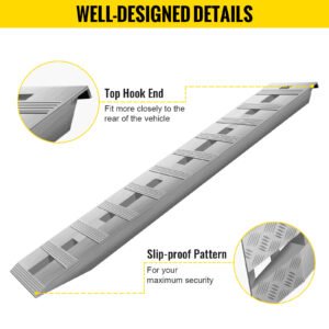 VEVOR 60'X 12 X 2.5inch Aluminum Trailer Ramps 6000LBS Total Beavertail Hook End 1 Pair 2 Ramps - Image 3