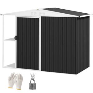 8 X 4ft Outdoor Garden Shed, Metal Shed With Air Vents And Lock For Backyard, Garden, Patio, Dark Gray - Image 10
