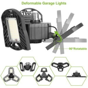 LED Garage Light, IMounTEK E26/E27 80W 7000LM 6500K Garage Ceiling Light Deformable Workshop Lamp LED Ceiling Light Bulbs - Image 2