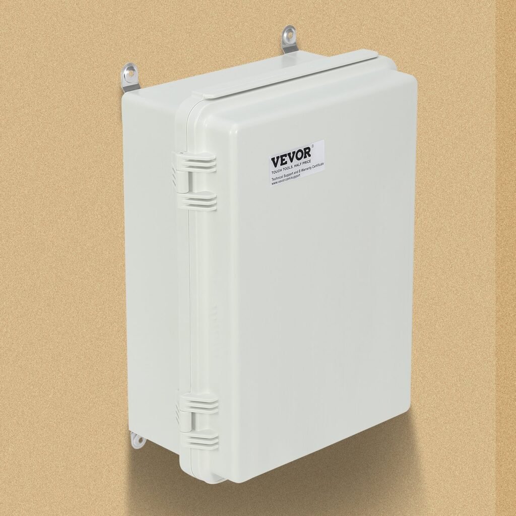 Outdoor Electrical Junction Box, 16.93 X 12.99 X 7.09 In, ABS Plastic Electrical Enclosure Box With Hinged Cover Stainless Steel Latch, IP67 Dustproof Waterproof For Outdoor Electrical Projects