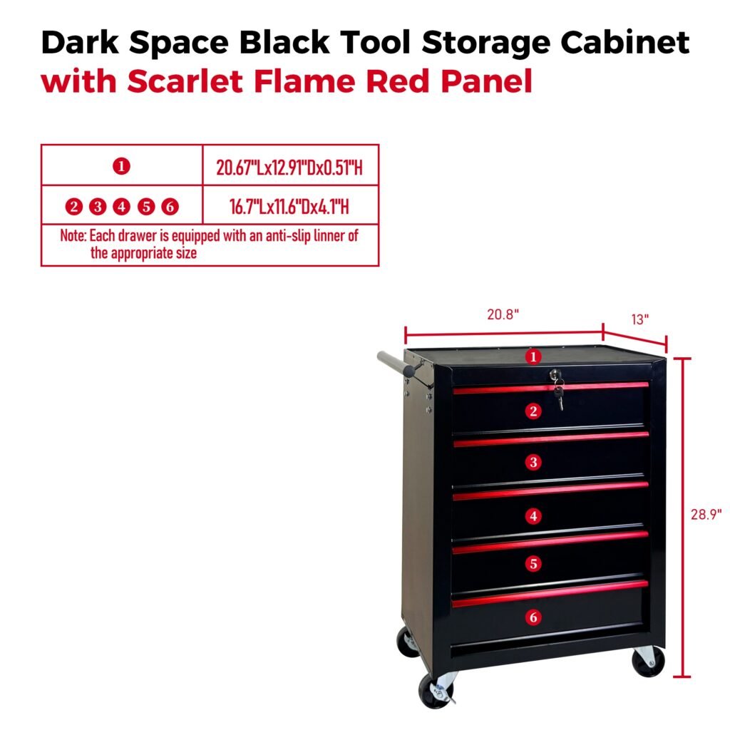 5 Drawer Rolling Tool Chest, Ball Bearing Slides, Steel Storage For Garage And Workshop