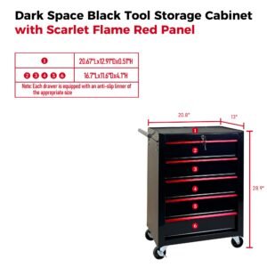 5 Drawer Rolling Tool Chest, Ball Bearing Slides, Steel Storage For Garage And Workshop - Image 6