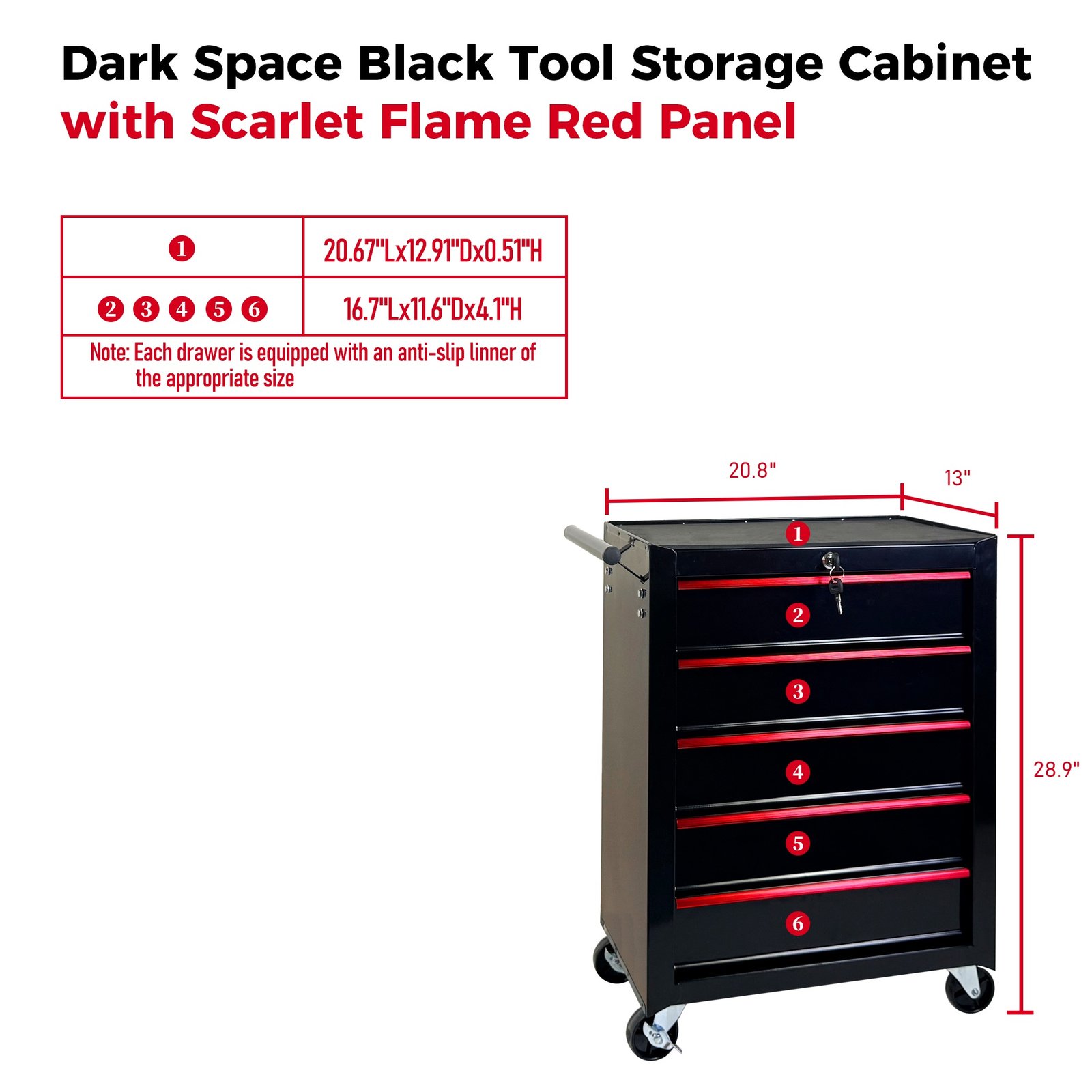 5 Drawer Rolling Tool Chest, Ball Bearing Slides, Steel Storage For Garage And Workshop - Image 6