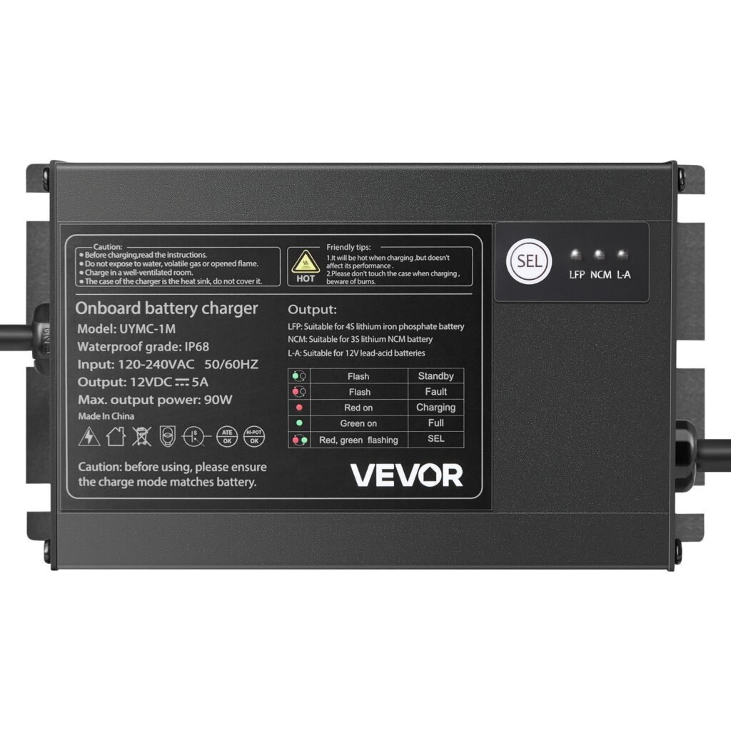 1-Bank 5A 12V Smart Marine Battery Charger Onboard IP68 Waterproof Boat RV Yacht