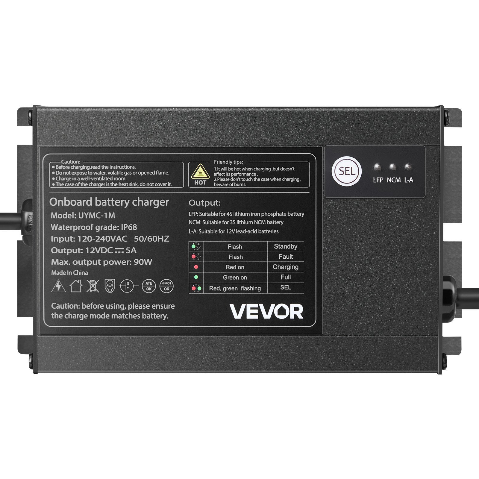 1-Bank 5A 12V Smart Marine Battery Charger Onboard IP68 Waterproof Boat RV Yacht - Image 1