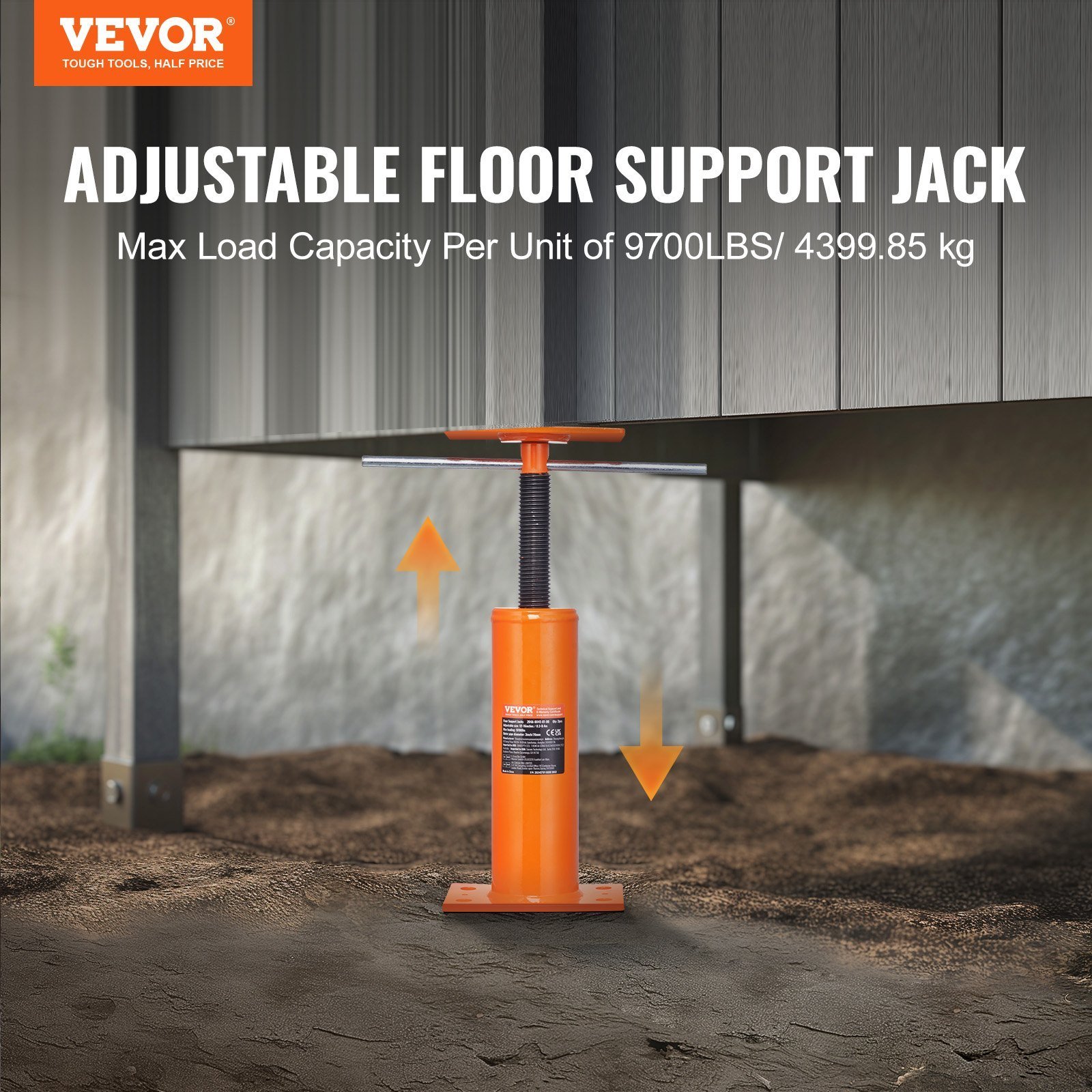 2PCS Adjustable Floor Jack Post House Floor Leveling Lift 12'-16' Height - Image 3