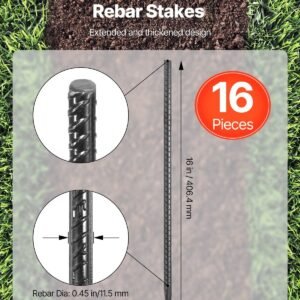 16-Inch 16 Pack Rebar Stakes Heavy Duty Straight Galvanized Steel Ground Anchors - Image 3