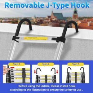 8.5FT Telescopic Aluminum Ladder For Home And Outdoor Use - Image 2