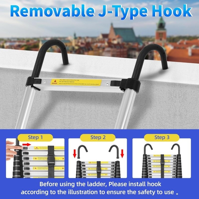 8.5FT Telescopic Aluminum Ladder For Home And Outdoor Use