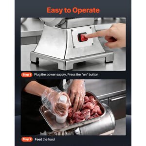 Commercial Meat Grinder, 9.2 Lbs Min Capacity, 12 Electric Meat Mincer With 2 Plates, 3 Sausage Stuffing Tubes & Kibbe Kit, 750W 1HP Sausage Maker For Home Kitchens & Restaurants, ETL Listed - Image 5