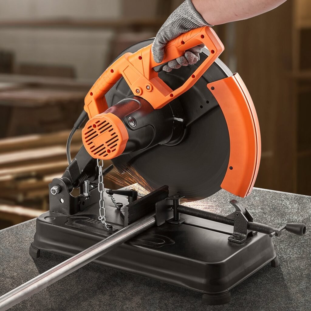 Abrasive Chop Saw, 14'355mm Blade Diameter Cut Off Saw, 2300W 3600RPM Steel Cutting Machine, 0-45' Adjustable Angle Miter Saw For Cutting Metal Cutting Chop Saw For Steel,Rebar,Iron,Aluminum