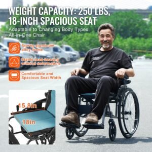 Wheelchair Aluminum Alloy Ultra-Lightweight 18-In Wide Seat 250lbs - Image 5