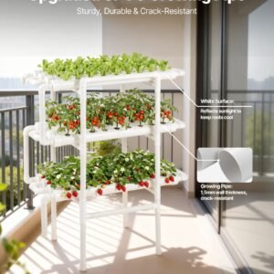 Hydroponics Growing System Kit, 3-Tier 108 Sites UPVC Pipe Hydroponic Grow Kit With Timed Irrigation, Thickened Hydroponic Pipes, Indoor Home Garden Vegetable Planting Grow Kits For Fruit Herb - Image 3