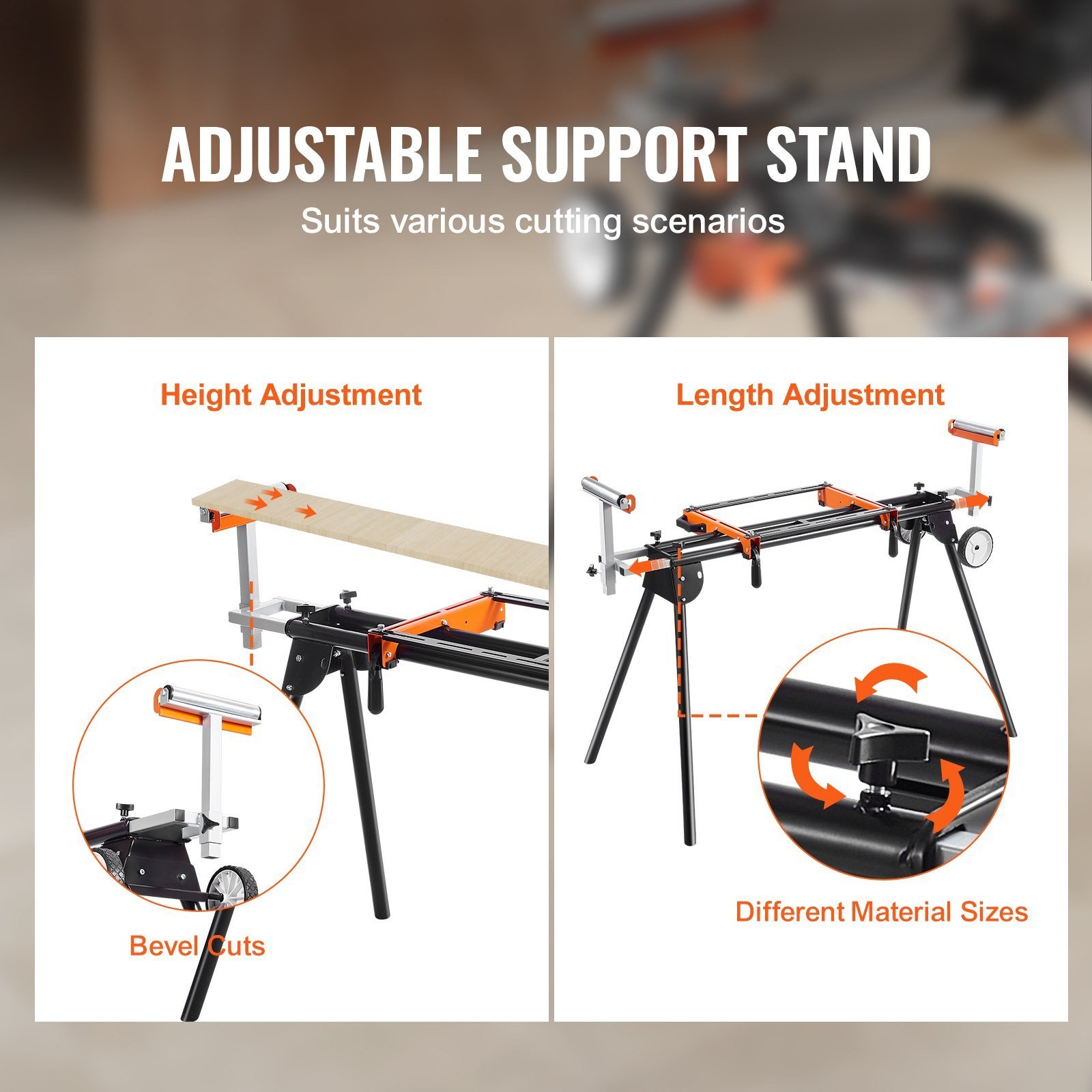Miter Saw Stand 550lbs Load Capacity Steel Collapsible Stand For Miter Saw - Image 5