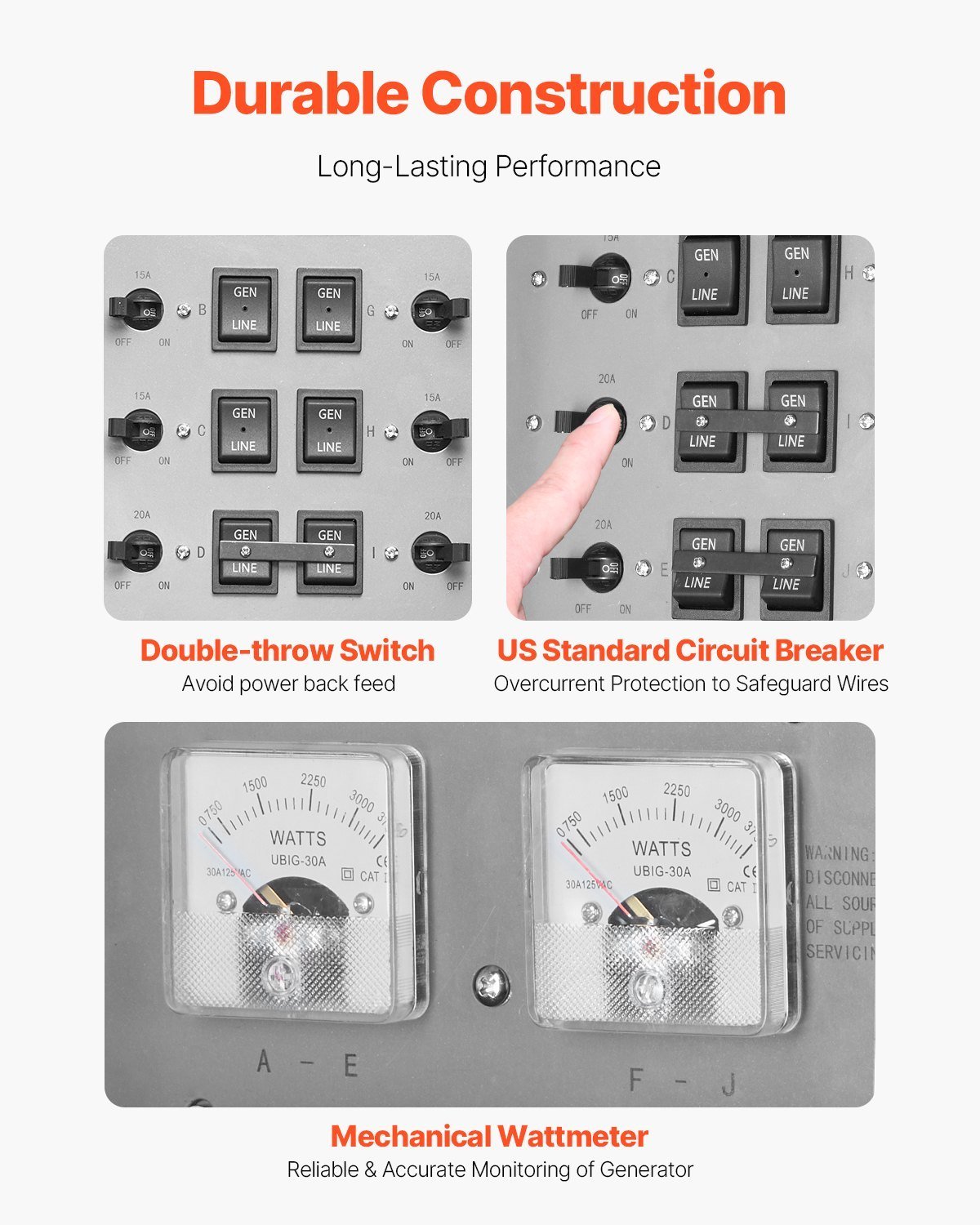Manual Transfer Switch 30A Generator Transfer Switch Kit NEMA 3R 7500W 120/240V - Image 3