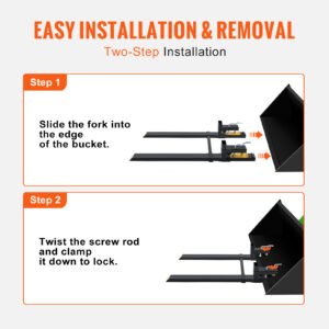 VEVOR  Pallet Forks, 4000 Lbs Clamp On Pallet Forks, 60inch Total Length Heavy Duty Pallet Forks With Adjustable Stabilizer Bar, Tractor Bucket Forks For Tractor Attachments, Skid Steer, Loader Bucket - Image 8