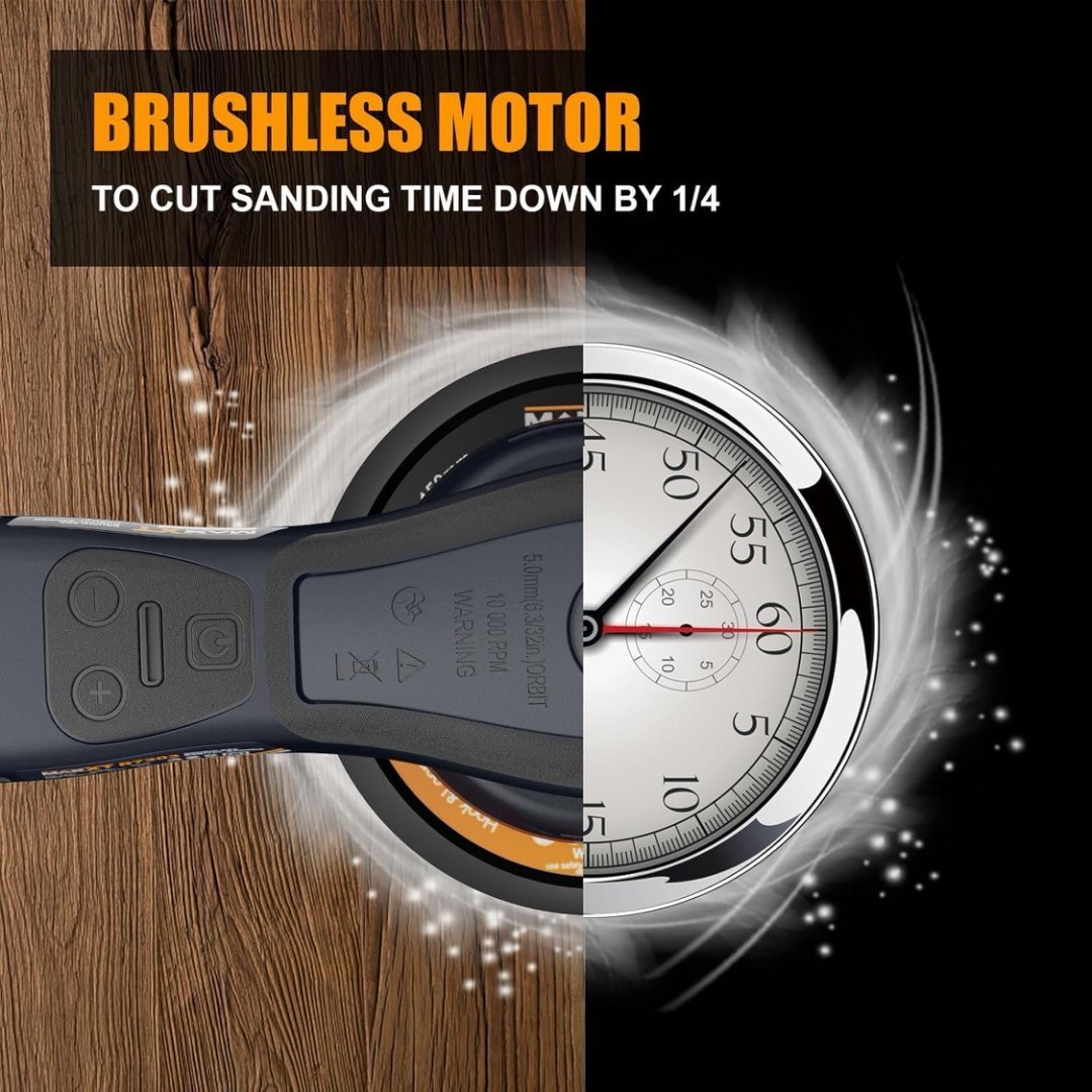 Electric 5mm Random Orbital Sander Brushless 350W 3A Multi-function Variable Speed Electric Corded Orbital Sanders Machine With 10 Sanding Paper For Woodworking R7303-5.0mmOrbit - Image 4