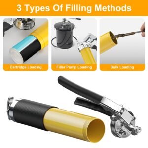 1Pc Grease Gun Kit Fit For 14 Oz Grease Tube 7000 PSI High Pressure Pistol Grip Grease Gun With Lock Coupler 11in Spring Flex Hose Jaw Couplers Sharp Nozzles - Image 3