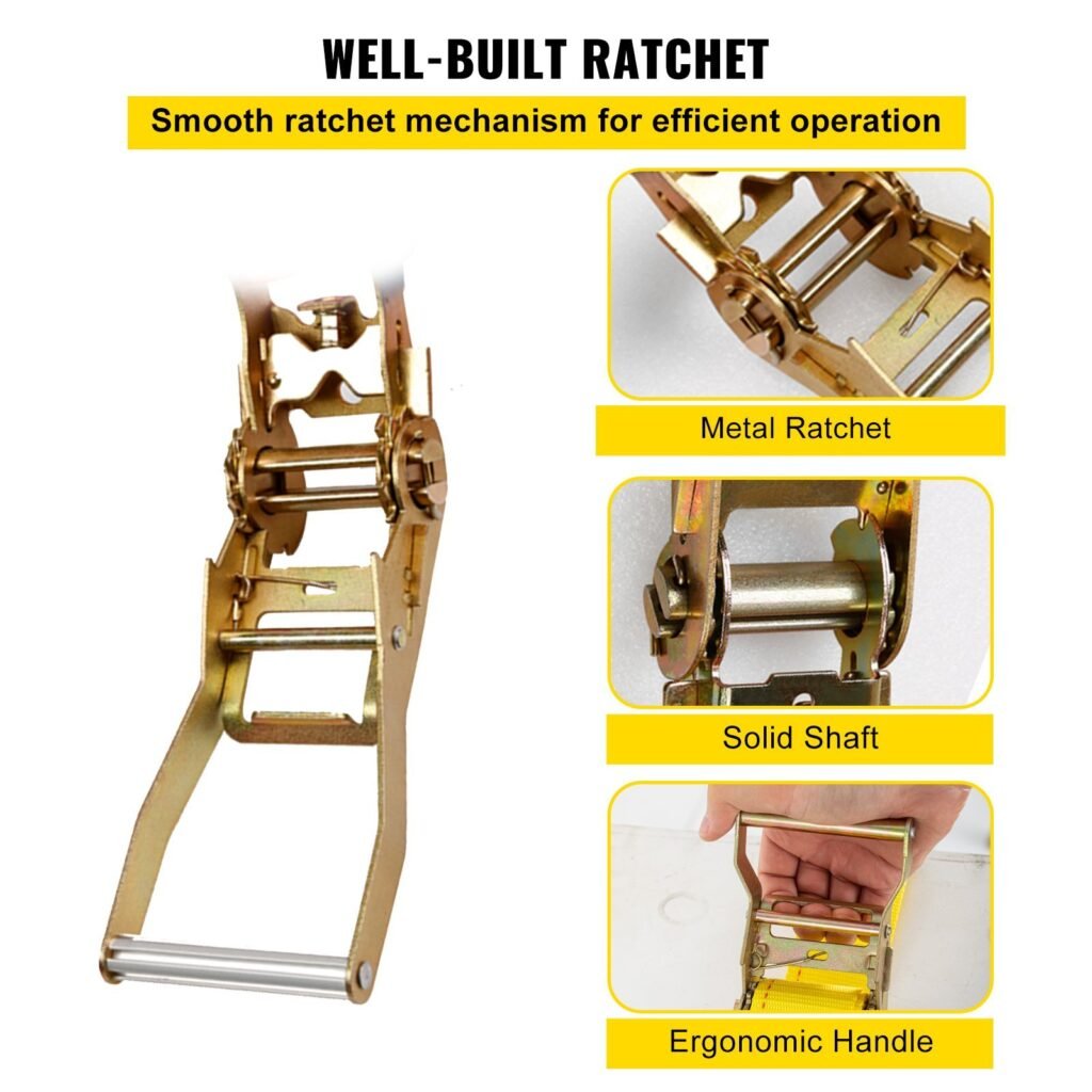 E Track Ratchet Strap, 18PCS 2' X 15' E-Track Straps 4400 LBS Breaking Strength, With Polyester Webbing & Spring Fitting & Ratchets, Durable Tie-Downs For Motorcycles, Tire, Trailer Loads