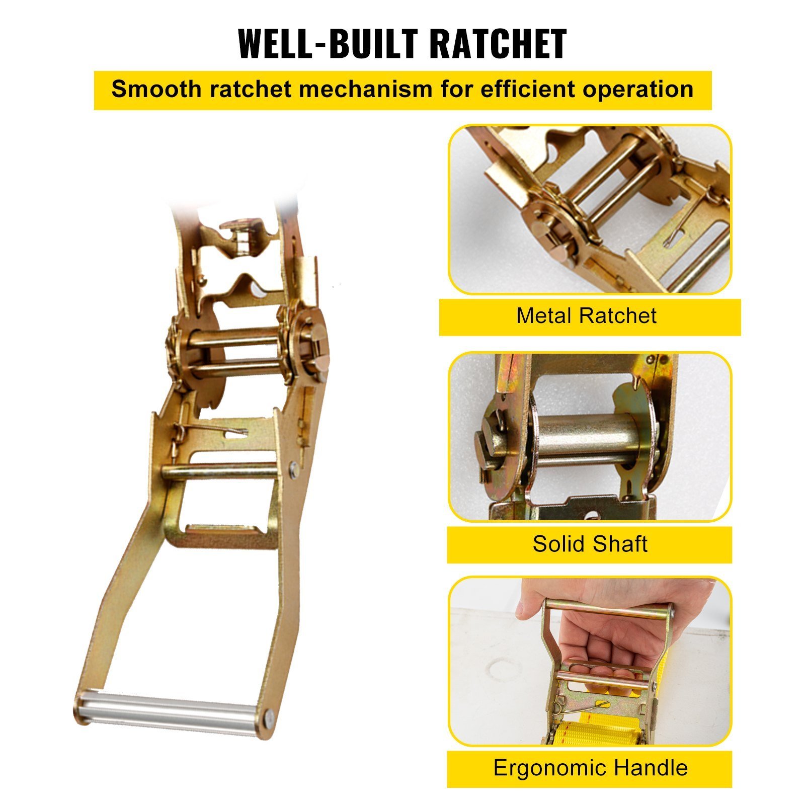 E Track Ratchet Strap, 18PCS 2' X 15' E-Track Straps 4400 LBS Breaking Strength, With Polyester Webbing & Spring Fitting & Ratchets, Durable Tie-Downs For Motorcycles, Tire, Trailer Loads - Image 3